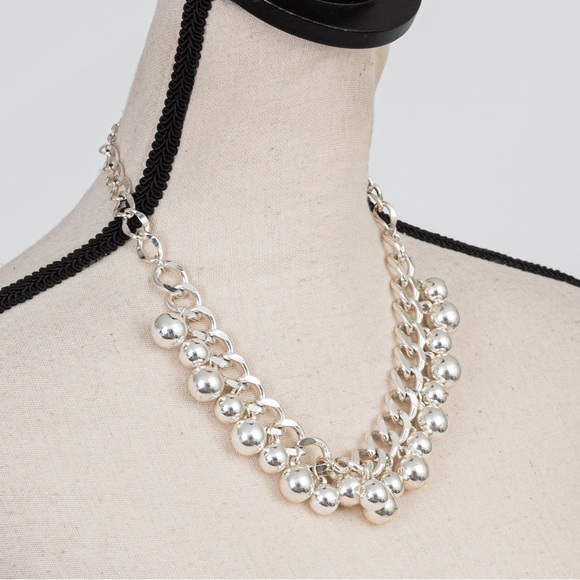 Bold choker necklace sterling silver chain link Charles Winston Collections - Picture 3 of 14
